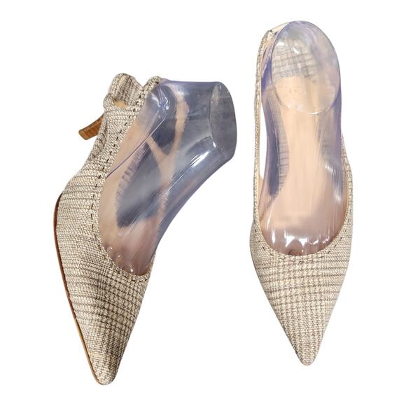 Cole Haan Italian Pointed Toe Kitten Heel  Slingback Beige Women's Size 7.5B - Picture 6 of 9